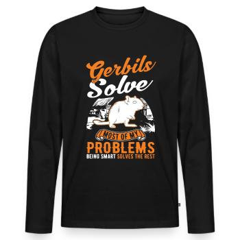Gerbille Cadeau Rat de course mongol Gerbille - T-shirt manches longues Premium bio Homme - noir - Devant - Nico (187cm)