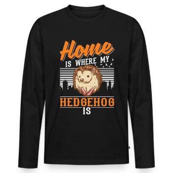 La maison est l’endroit où se trouve mon hérisson - T-shirt manches longues Premium bio Homme - noir - Devant - Nico (187cm)