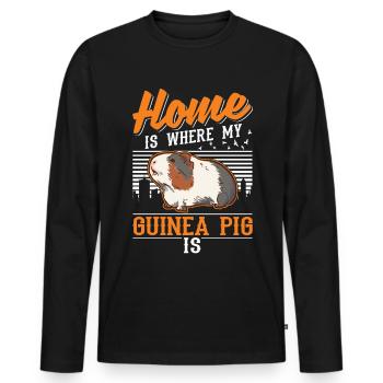 Cochons d’Inde à la maison Cochon d’Inde - T-shirt manches longues Premium bio Homme - noir - Devant - Nico (187cm)