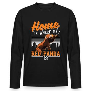 Home is where my Red Panda is Roter Panda - Men's Premium Organic Long Sleeve Shirt - black - Front - Nico (187cm)