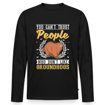 Murmeltier Groundhog Day Waldmurmeltier - Männer Premium Bio Langarmshirt - Schwarz - Vorne - Nico (187cm)