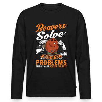 Beaver Gift Beaver Dam - T-shirt manches longues Premium bio Homme - noir - Devant - Nico (187cm)