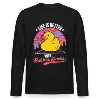 Life is better with rubber ducks - Men's Premium Organic Long Sleeve Shirt - black - Front - Nico (187cm)