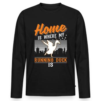 La maison est l’endroit où sont mes canards qui courent - T-shirt manches longues Premium bio Homme - noir - Devant - Nico (187cm)