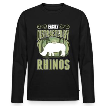 Easily distracted by Rhinos Rhino - Men's Premium Organic Long Sleeve Shirt - black - Front - Nico (187cm)