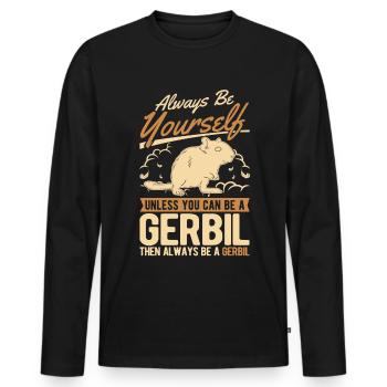 Gerbil Gift Racing Rat Gerbil - Men's Premium Organic Long Sleeve Shirt - black - Front - Nico (187cm)