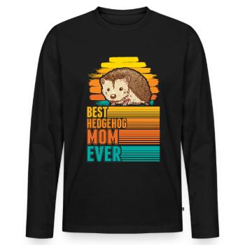 Best Hedgehog Mom Ever Igel Mama Stacheligel - Men's Premium Organic Long Sleeve Shirt - black - Front - Nico (187cm)