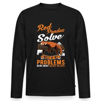 Red Panda Gift Cat Bear - Men's Premium Organic Long Sleeve Shirt - black - Front - Nico (187cm)