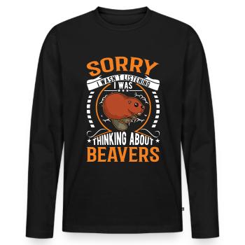 Beaver Beaver Dam Gift Beaver - Men's Premium Organic Long Sleeve Shirt - black - Front - Nico (187cm)