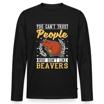 Beaver Beaver Dam Gift Beaver - Men's Premium Organic Long Sleeve Shirt - black - Front - Nico (187cm)