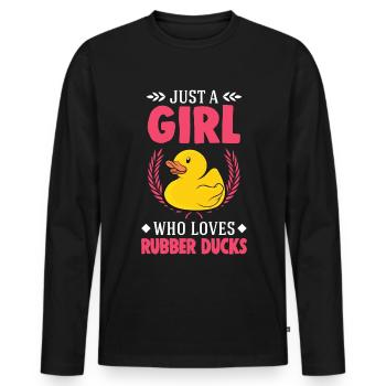 Canard en caoutchouc Fille Canard couinant Canard de bain - T-shirt manches longues Premium bio Homme - noir - Devant - Nico (187cm)