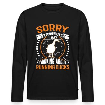 Indian Running Duck Gift Running Duck - Men's Premium Organic Long Sleeve Shirt - black - Front - Nico (187cm)