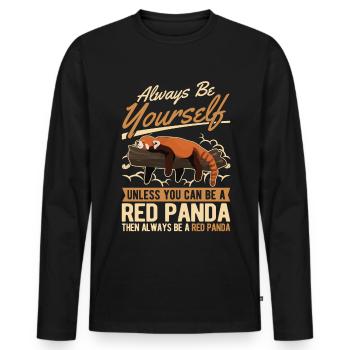 Roter Panda Geschenk Red Panda - Männer Premium Bio Langarmshirt - Schwarz - Vorne - Nico (187cm)