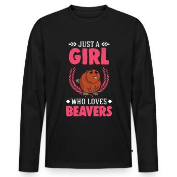 Beaver Girl Beaver Dam - Men's Premium Organic Long Sleeve Shirt - black - Front - Nico (187cm)