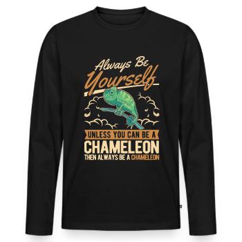 Alawys sois toi-même Chaméléon Chamäleon - T-shirt manches longues Premium bio Homme - noir - Devant - Nico (187cm)