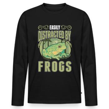 Easily distracted by Frogs Frosch - Männer Premium Bio Langarmshirt - Schwarz - Vorne - Nico (187cm)