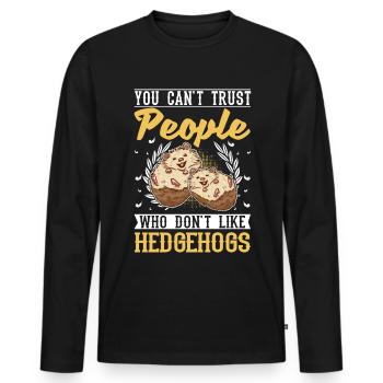 Hedgehog Gift Stacheligel - Men's Premium Organic Long Sleeve Shirt - black - Front - Nico (187cm)