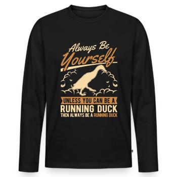 Indian Running Duck Gift Running Duck - Men's Premium Organic Long Sleeve Shirt - black - Front - Nico (187cm)