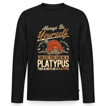 Ornithorynque Cadeau Ornithorynque - T-shirt manches longues Premium bio Homme - noir - Devant - Nico (187cm)