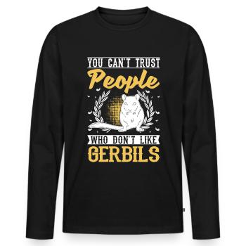 Gerbille Cadeau Rat de course mongol Gerbille - T-shirt manches longues Premium bio Homme - noir - Devant - Nico (187cm)