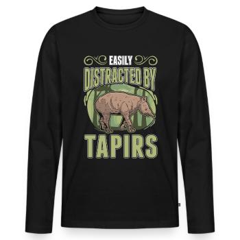 Easily distracted by Tapirs - Männer Premium Bio Langarmshirt - Schwarz - Vorne - Nico (187cm)