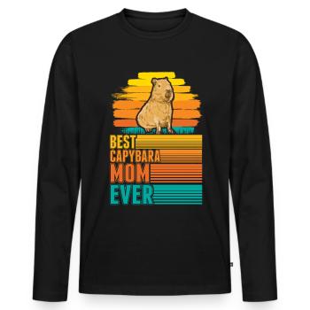 Best Capybara Mom Ever Wasserschwein Mama - Men's Premium Organic Long Sleeve Shirt - black - Front - Nico (187cm)