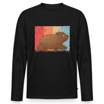 Wombat Retro, Wombat Vintage - Men's Premium Organic Long Sleeve Shirt - black - Front - Nico (187cm)