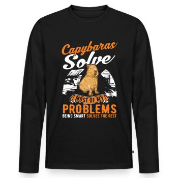 Capybara Wasserschwein Capibara - T-shirt manches longues Premium bio Homme - noir - Devant - Nico (187cm)