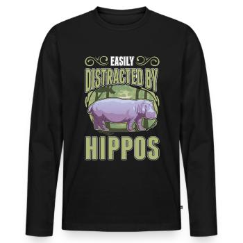 Facilement distrait par les hyènes Erdwolf Hyène - T-shirt manches longues Premium bio Homme - noir - Devant - Nico (187cm)