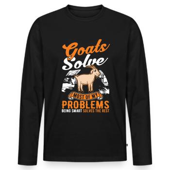 Chèvres Cadeau Chèvre Hôte Chèvre - T-shirt manches longues Premium bio Homme - noir - Devant - Nico (187cm)
