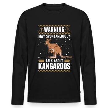 Kangourou Australie Kangourou australien - T-shirt manches longues Premium bio Homme - noir - Devant - Nico (187cm)