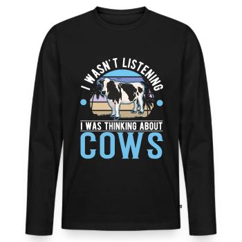 Cow Cattle breeder Farmer Cows - Men's Premium Organic Long Sleeve Shirt - black - Front - Nico (187cm)