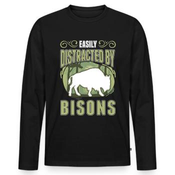 Facilement distrait par les bisons Buffle d’eau Buffle - T-shirt manches longues Premium bio Homme - noir - Devant - Nico (187cm)