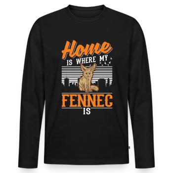 Zuhause ist wo mein Fennek ist - Männer Premium Bio Langarmshirt - Schwarz - Vorne - Nico (187cm)