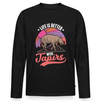 Das Leben ist besser mit einem Tapir - Männer Premium Bio Langarmshirt - Schwarz - Vorne - Nico (187cm)