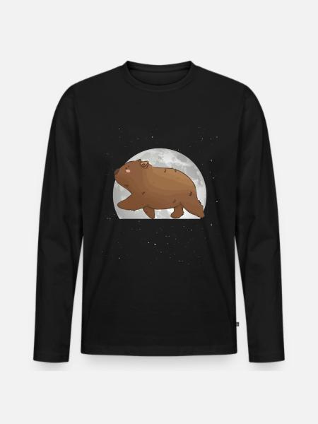 Wombat Moon - Men's Premium Organic Long Sleeve Shirt - black