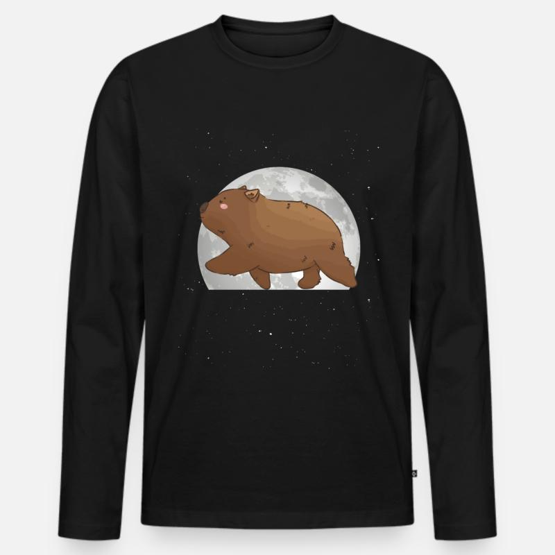 Wombat Mond - Männer Premium Bio Langarmshirt - Schwarz