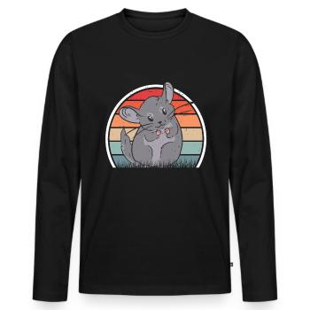 Chinchilla Retro Woolly Mouse Vintage - T-shirt manches longues Premium bio Homme - noir - Devant - Nico (187cm)