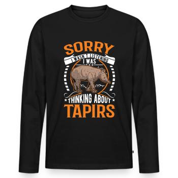 Tapir Cadeau Tapir des plaines Tapirdae Tapir - T-shirt manches longues Premium bio Homme - noir - Devant - Nico (187cm)