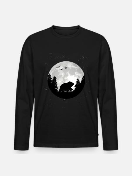 Wombat Mond - Männer Premium Bio Langarmshirt - Schwarz