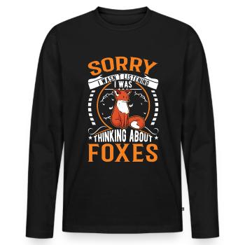 Fuchs Geschenk Rotfuchs - Männer Premium Bio Langarmshirt - Schwarz - Vorne - Nico (187cm)