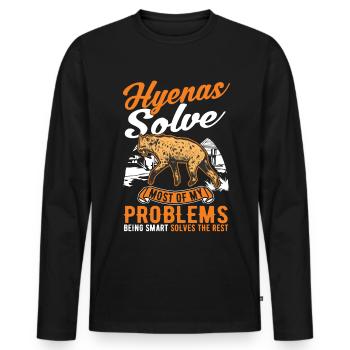 Hyäne Geschenk Erdwolf Hyena - Männer Premium Bio Langarmshirt - Schwarz - Vorne - Nico (187cm)