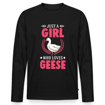 Oies Filles Éleveuse d’oies Oie Oie - T-shirt manches longues Premium bio Homme - noir - Devant - Nico (187cm)