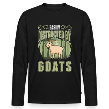 Facilement distrait par les chèvres Ziegenwirt Goat - T-shirt manches longues Premium bio Homme - noir - Devant - Nico (187cm)