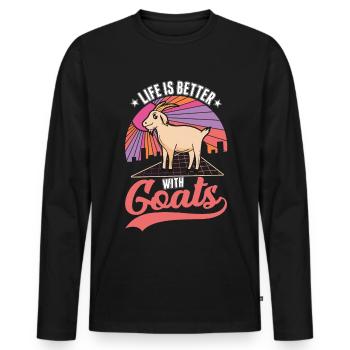 Life is better with goats goat host - Men's Premium Organic Long Sleeve Shirt - black - Front - Nico (187cm)
