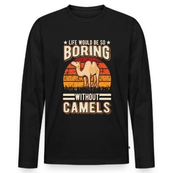 Kamel Geschenk Dromedar Camel Großkamel - Männer Premium Bio Langarmshirt - Schwarz - Vorne - Nico (187cm)