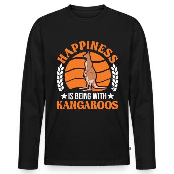 Kangaroo Luck Australian Kangaroo - Men's Premium Organic Long Sleeve Shirt - black - Front - Nico (187cm)