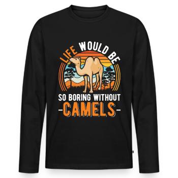 Kamel Geschenk Dromedar Camel Großkamel - Männer Premium Bio Langarmshirt - Schwarz - Vorne - Nico (187cm)