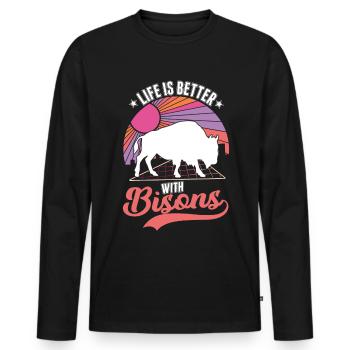 Life is better with a buffalo Buffalo - Men's Premium Organic Long Sleeve Shirt - black - Front - Nico (187cm)