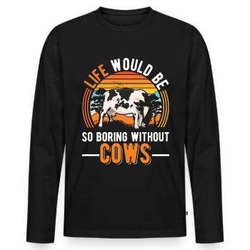 Cow Cattle breeder Farmer Cows - Men's Premium Organic Long Sleeve Shirt - black - Front - Nico (187cm)